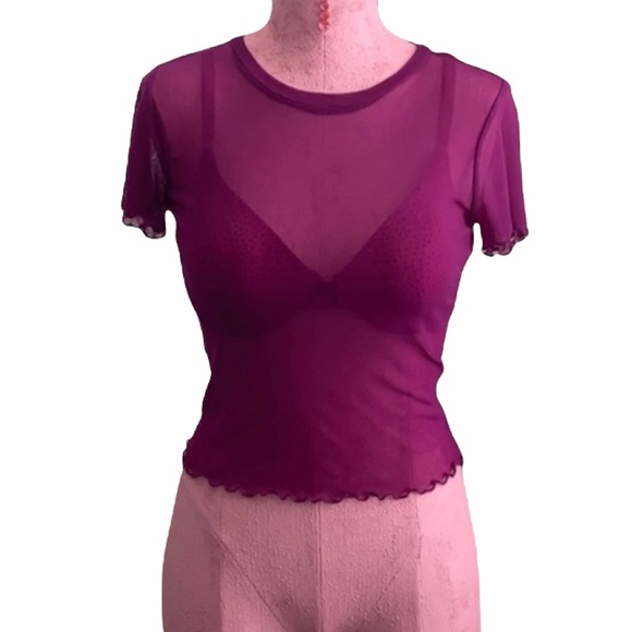 Forever21 Lettuce Sheer Mesh top - Picture 2 of 6